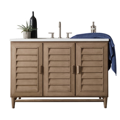 Portland 48" Single Vanity Cabinet, Whitewashed Walnut