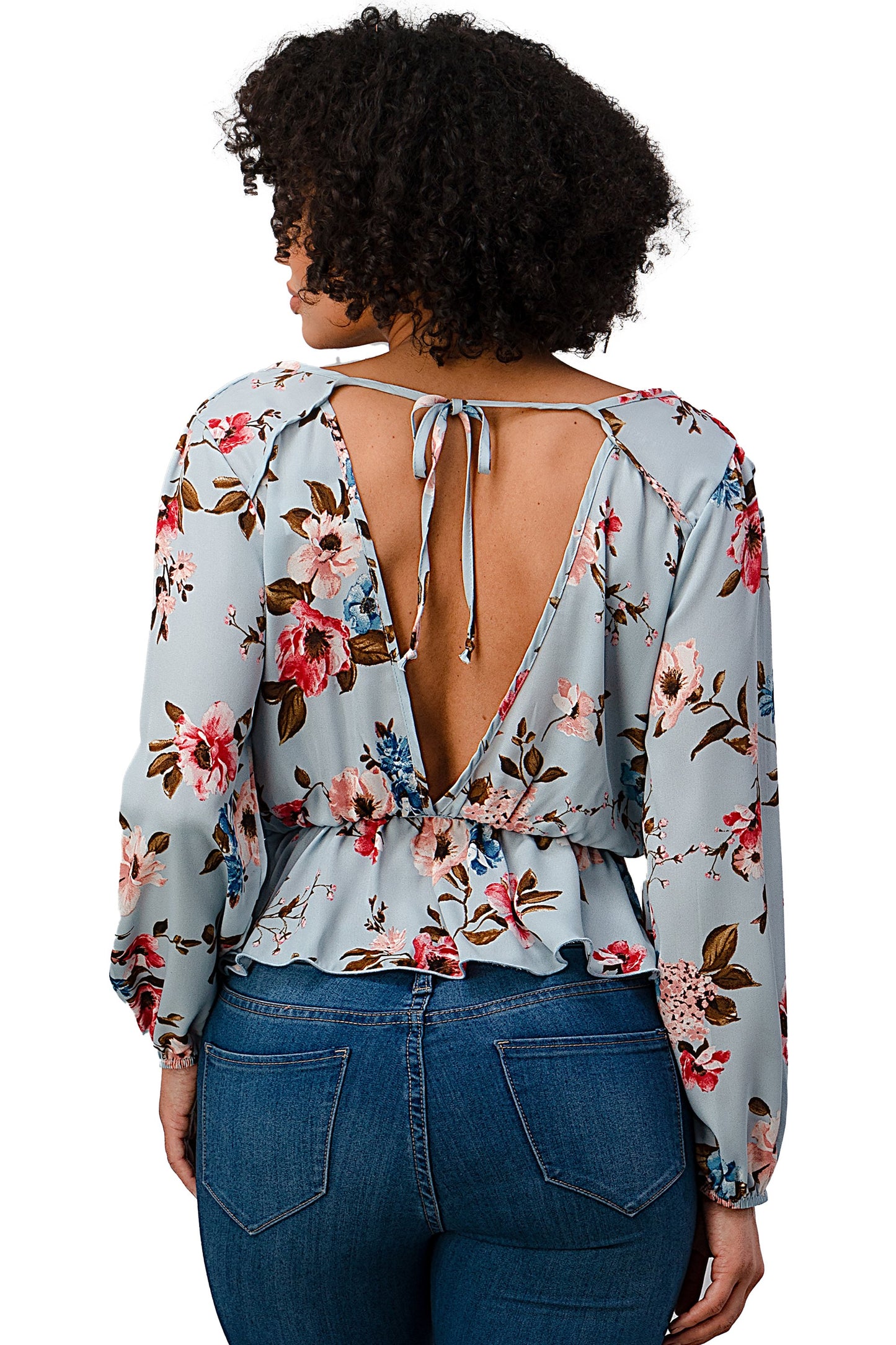 Printed Surplice Peplum Hem Blouse Top | Apparel | Kitchen + Metal