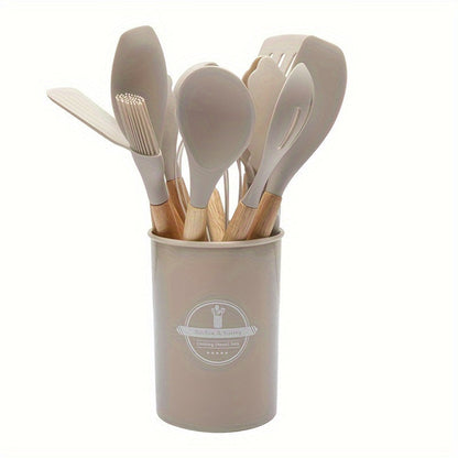 12Piece Grey Silicone Kitchen Utensil Set with Holder | Kitchen Accessories | Kitchen + Metal