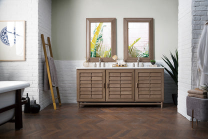 Portland 72" Double Vanity Cabinet, Whitewashed Walnut