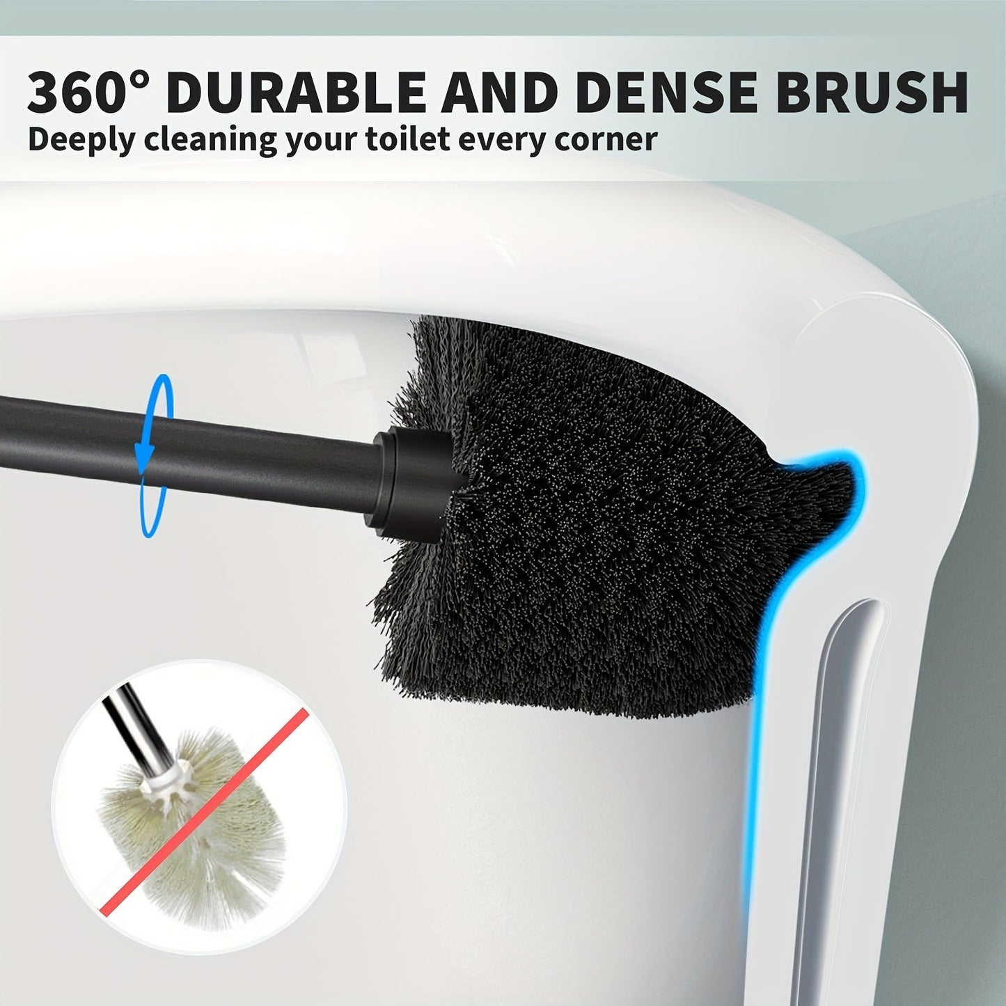 Black Toilet Bowl Brush Set with Long Handle and Holder