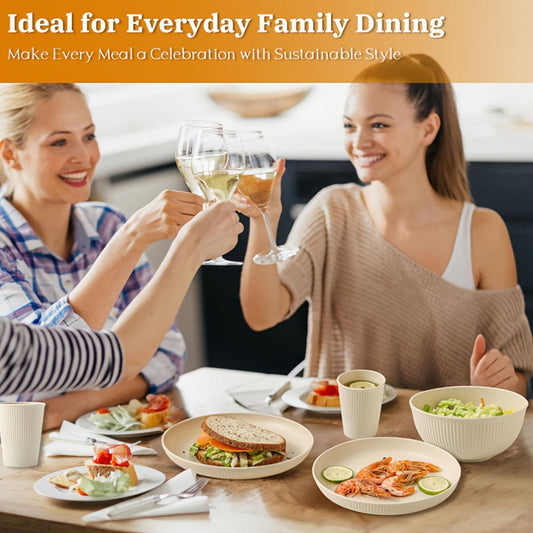Yuhuphyllic 24Piece Durable Dinnerware Set for Camping  Dorms