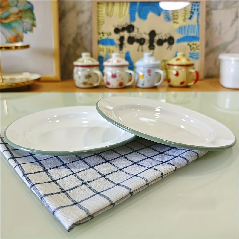 Vintage Enamel Serving Plates Set  Elegant Dining Essential