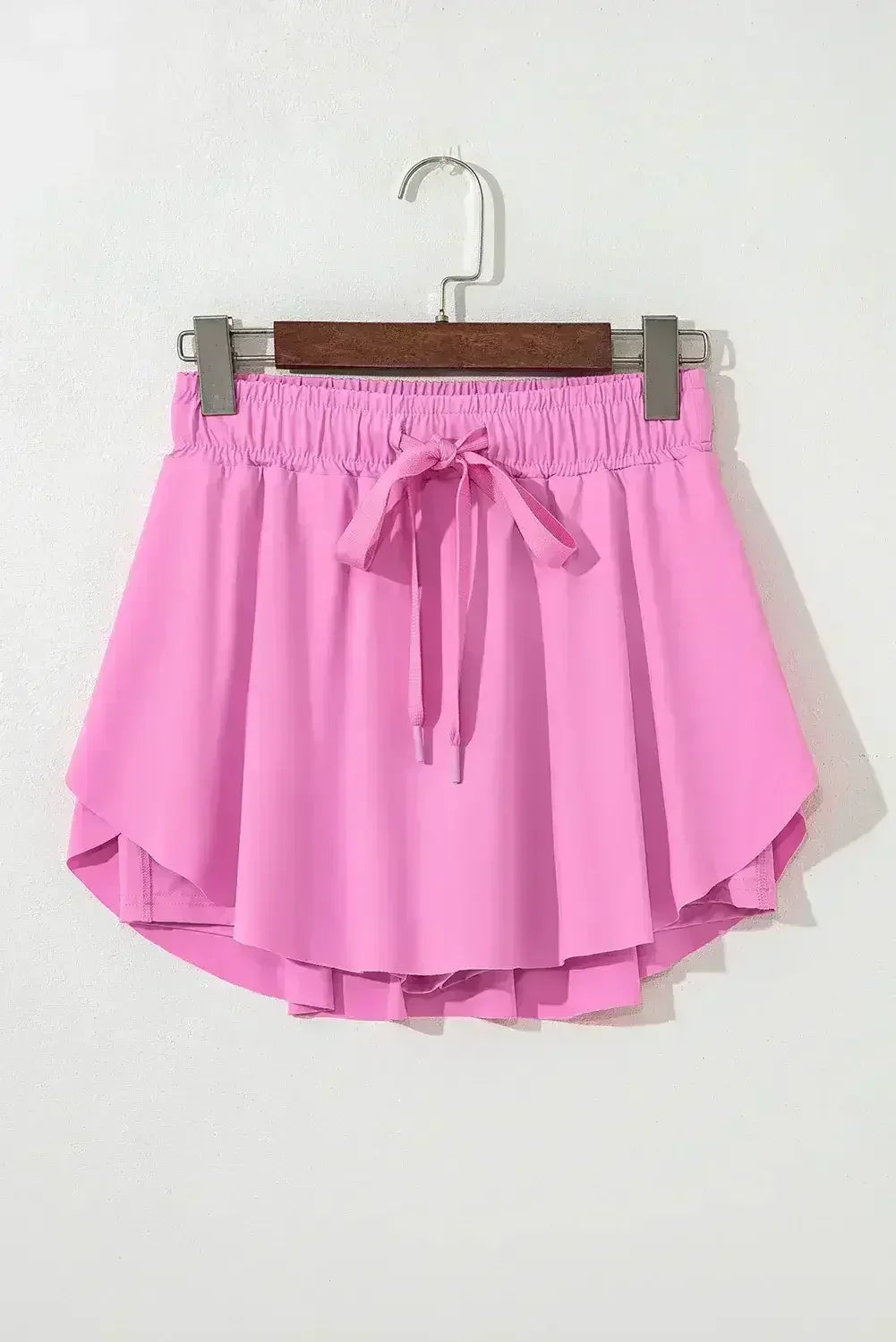 Light Green Drawstring High Waist Lined Tennis Skort