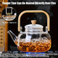 Elegant 34oz Glass Teapot with Bamboo Handle  Infuser