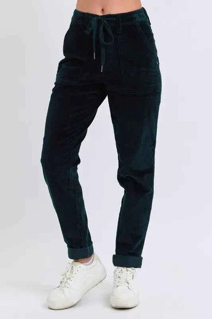 Judy Blue Plus Size Corduroy Casual Pants High Waist Cuffed