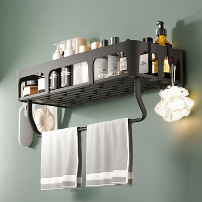 NoDrill WallMounted Bathroom Shelf with Toothbrush Holder