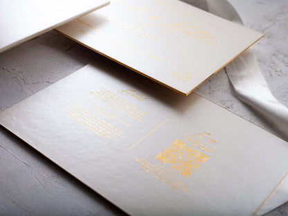 Ivory and Gold Embossed Wedding Invitations