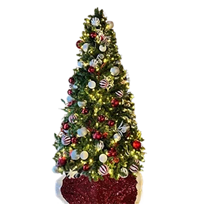 7.5FT Pre-Decorated PVC Christmas Tree Red/White/Silver