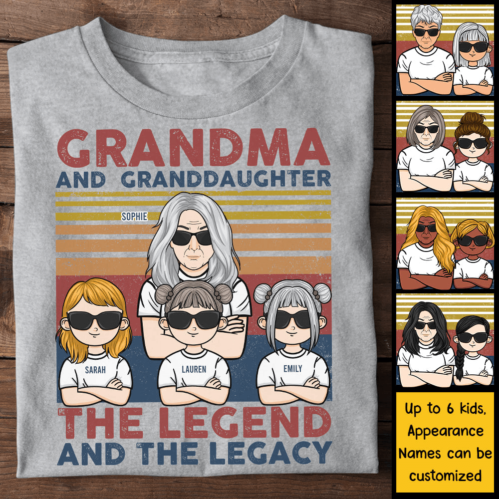 The Legend And The Legacy - Grandma & Grandkids - Personalized Custom T Shirt - Mother's Day, Valentines, Birthday, Loving, Funny Gift for Grandma/Nana/Mimi, Mom, Wife, Grandparent, Aunt, Auntie