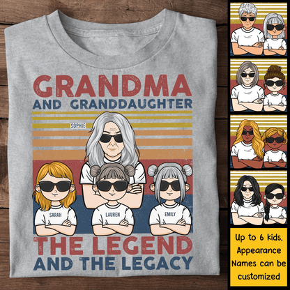 The Legend And The Legacy - Grandma & Grandkids - Personalized Custom T Shirt - Mother's Day, Valentines, Birthday, Loving, Funny Gift for Grandma/Nana/Mimi, Mom, Wife, Grandparent, Aunt, Auntie