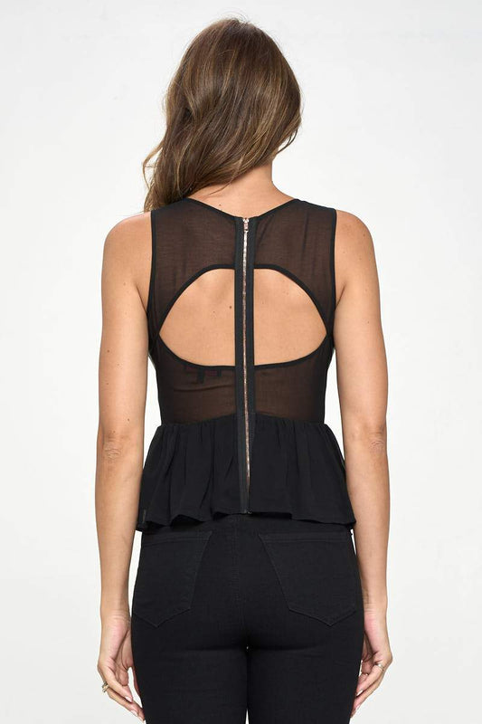 Faux Leather Peplum Top with Cutout Detail | Apparel | Kitchen + Metal