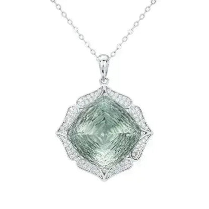 Luxury Sweater Chain Femininity S925 Silver Set Large Natural Green