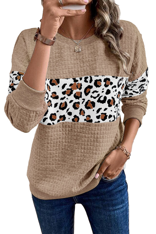 Parchment Leopard Quilted Patchwork Pullover women's r Sweatshirt