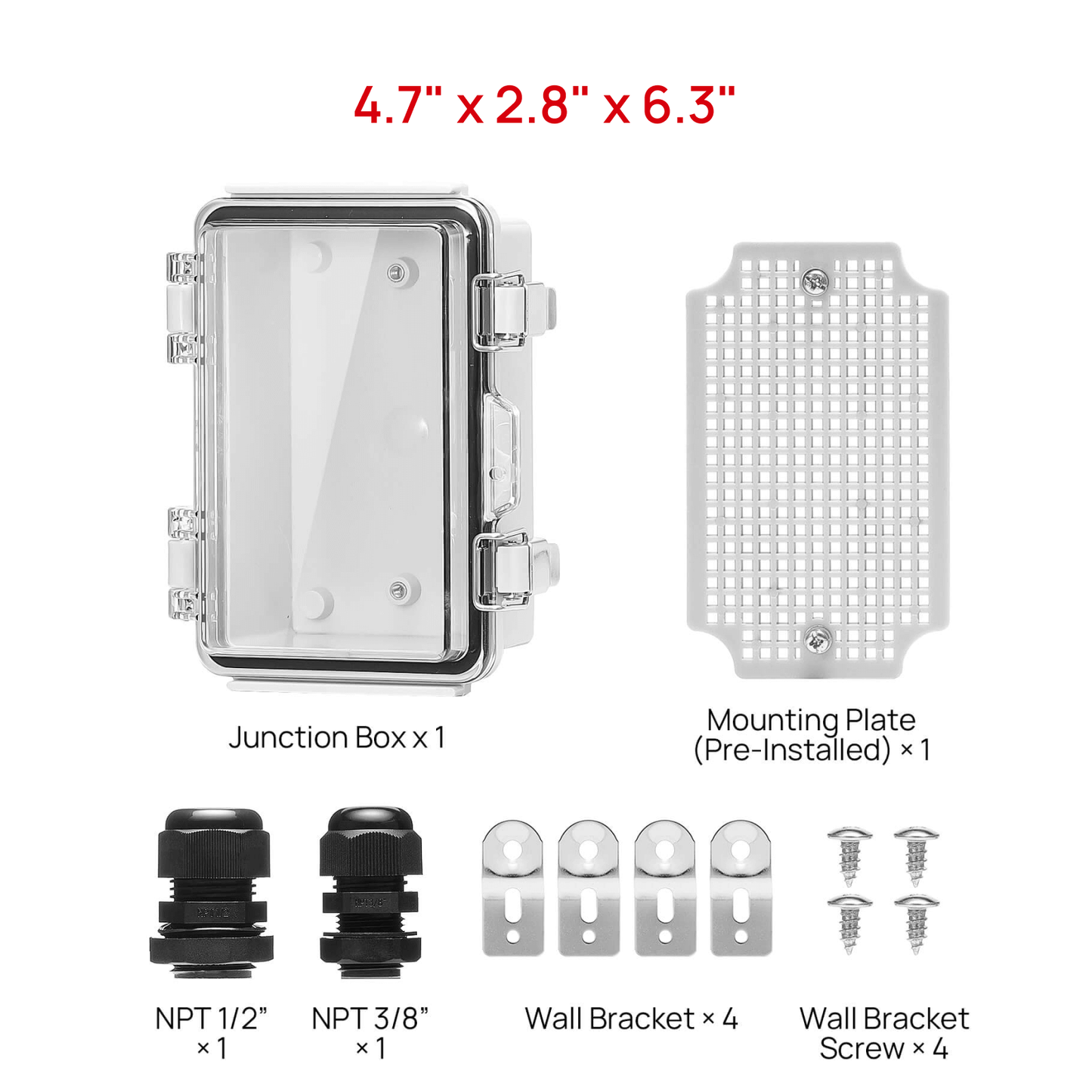 Outdoor Electrical Waterproof Junction Box, Transparent Cover