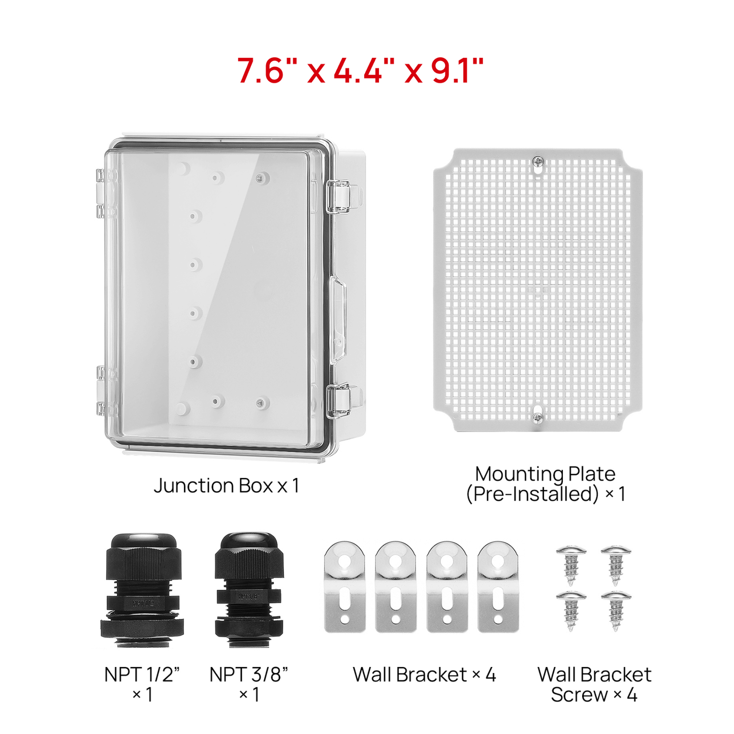 Outdoor Electrical Waterproof Junction Box, Transparent Cover