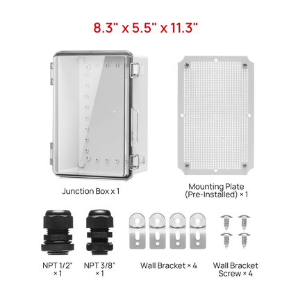 Outdoor Electrical Waterproof Junction Box, Transparent Cover