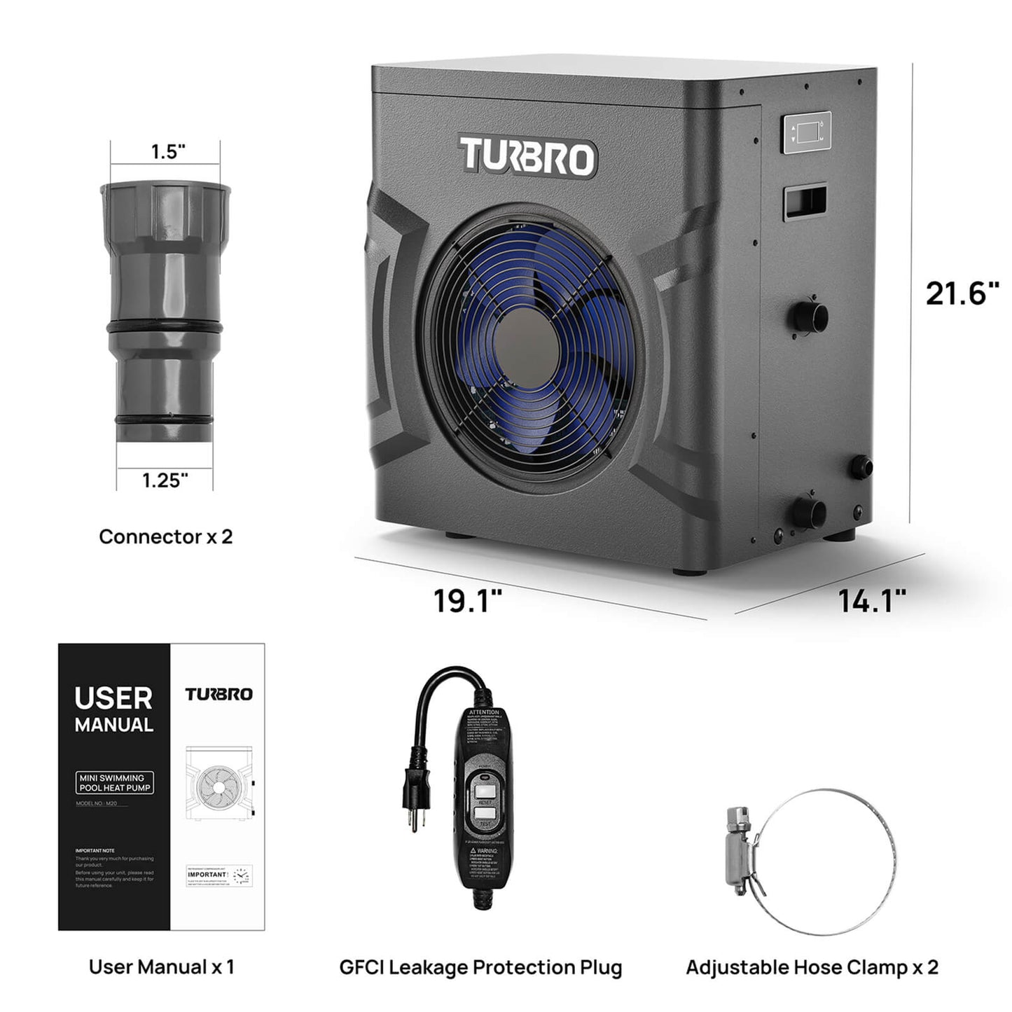 Manatee Swimming Pool Heat Pump, 18K/20K BTU