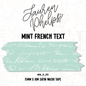 Mint French Text 15mm washi