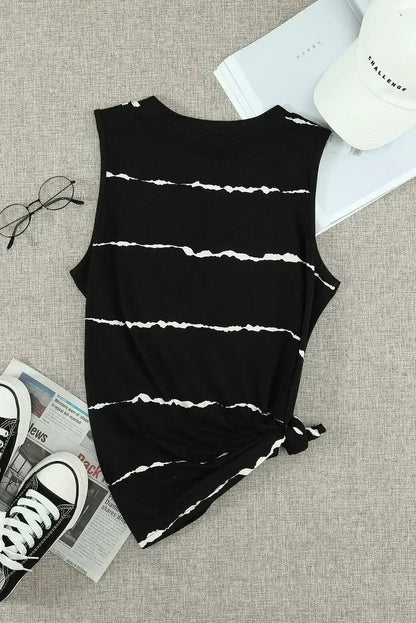 Apricot Allover Leopard Print Round Neck Tank Top