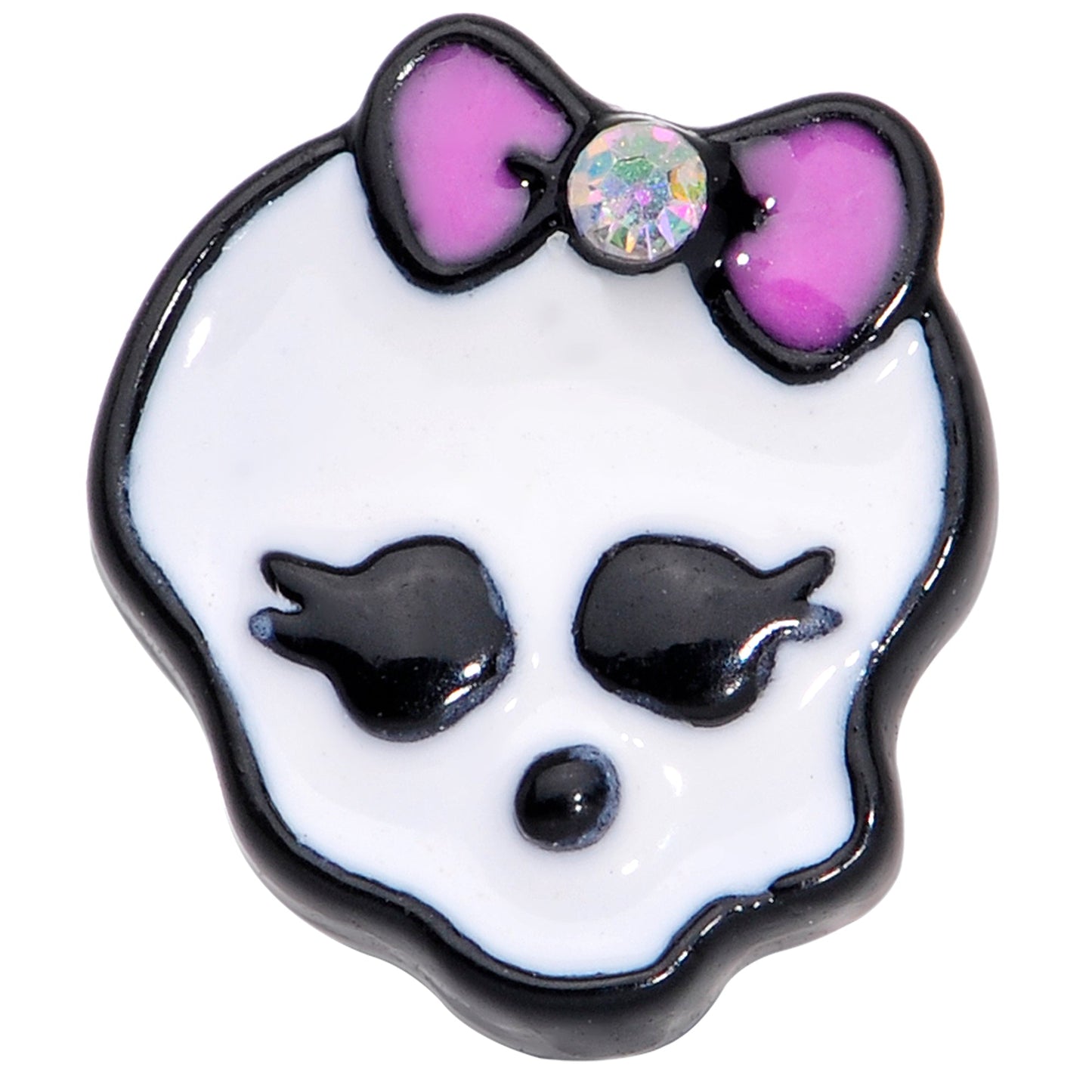 16G 5/16 Aurora Gem Black Kawaii Skull Labret Monroe Tragus