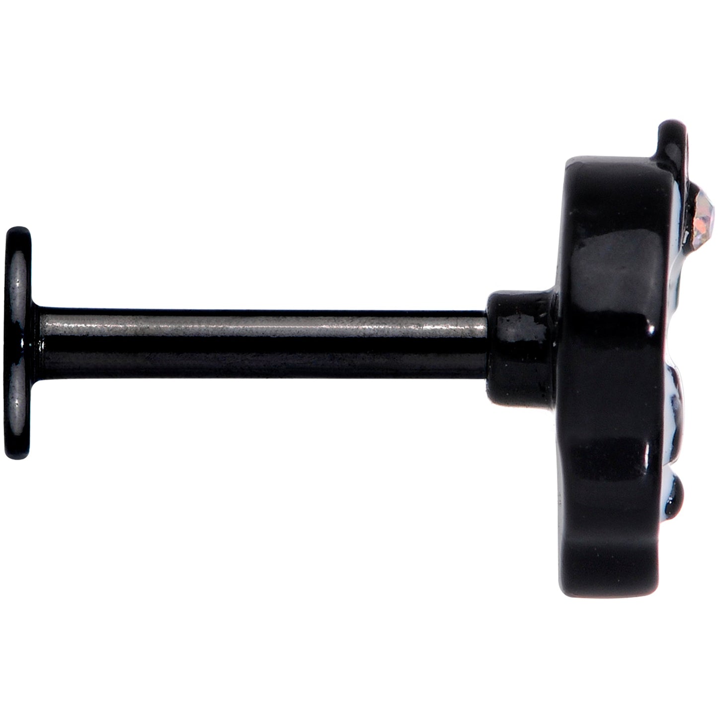 16G 5/16 Aurora Gem Black Kawaii Skull Labret Monroe Tragus