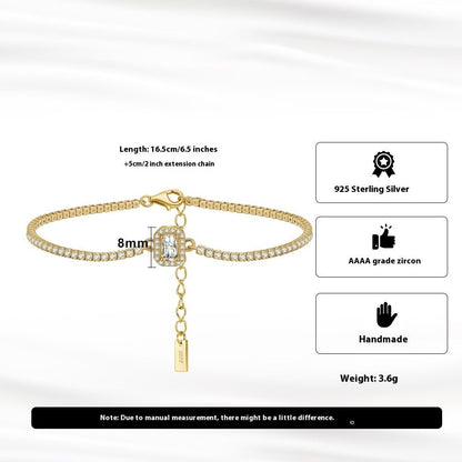 S925 Sterling Silver Tennis Bracelet - Affordable Luxury European and American Fashion