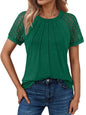 Women's Summer Lace Top Short Sleeve Business Casual Blouse