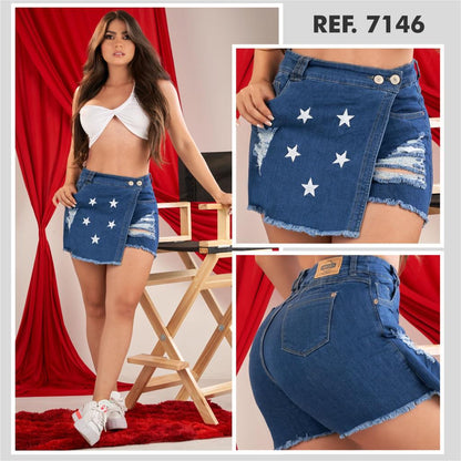 7146 100%  Authentic Colombian  Push Up SKIRT