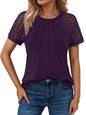 Women's Summer Lace Top Short Sleeve Business Casual Blouse