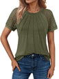 Women's Summer Lace Top Short Sleeve Business Casual Blouse