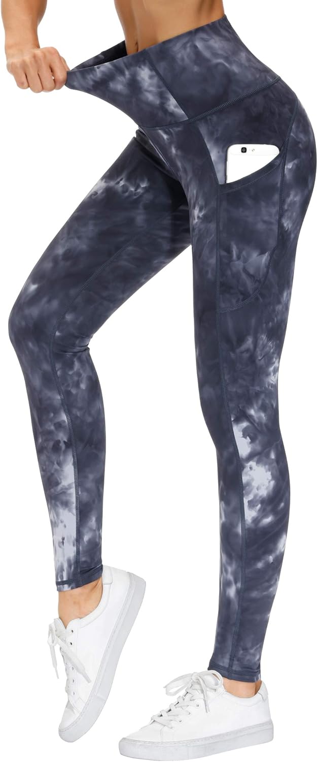 Women's High Waisted Yoga Leggings with Pockets - Thick Tummy Control Workout Pants