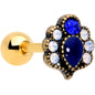 16G 1/4 Blue Gem Gold Tone Heirloom Drop Cartilage Tragus Earring