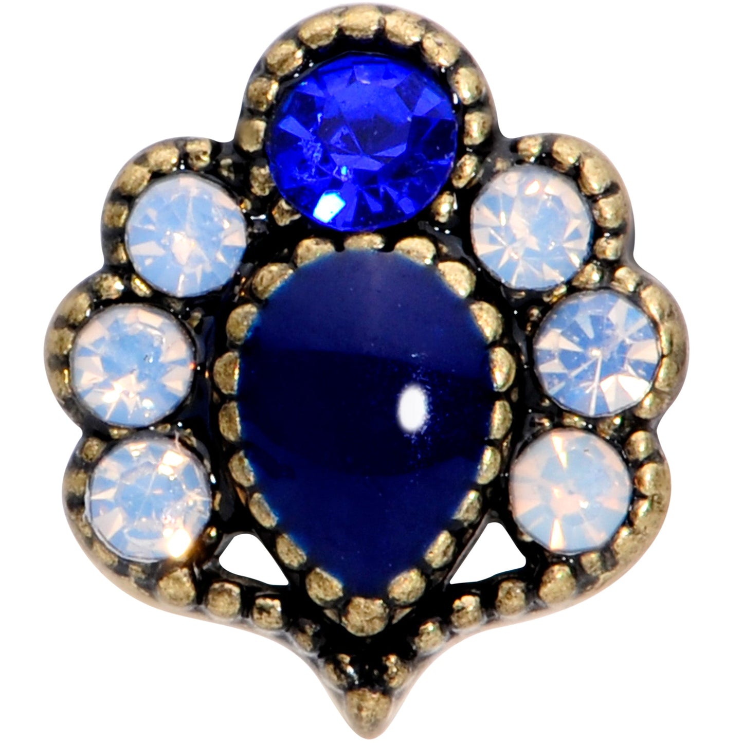 16G 1/4 Blue Gem Gold Tone Heirloom Drop Cartilage Tragus Earring