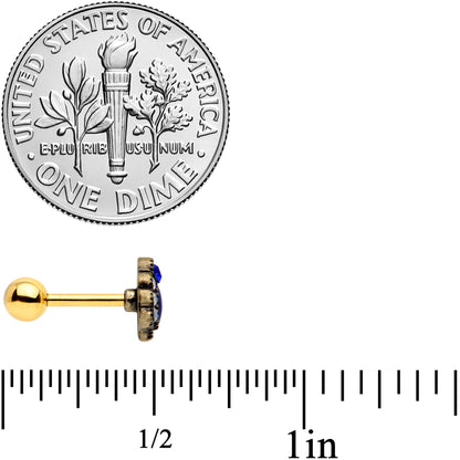 16G 1/4 Blue Gem Gold Tone Heirloom Drop Cartilage Tragus Earring