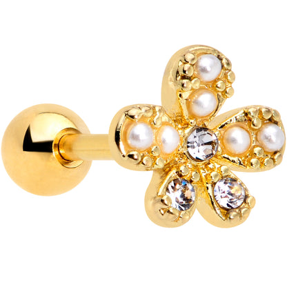 16G 1/4 Clear Gem Gold Tone Stylish Splat Cartilage Tragus Earring