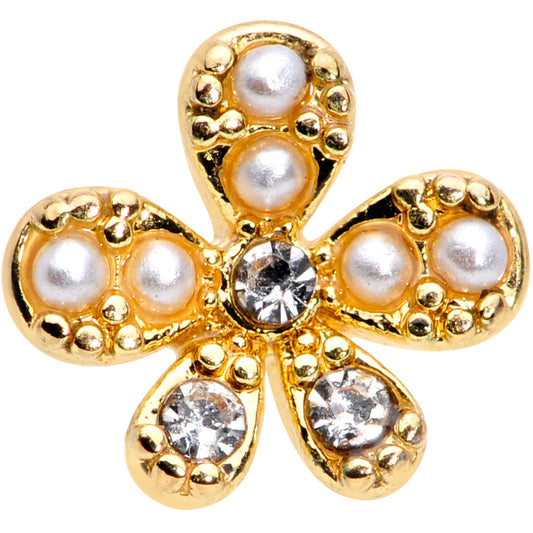 16G 1/4 Clear Gem Gold Tone Stylish Splat Cartilage Tragus Earring