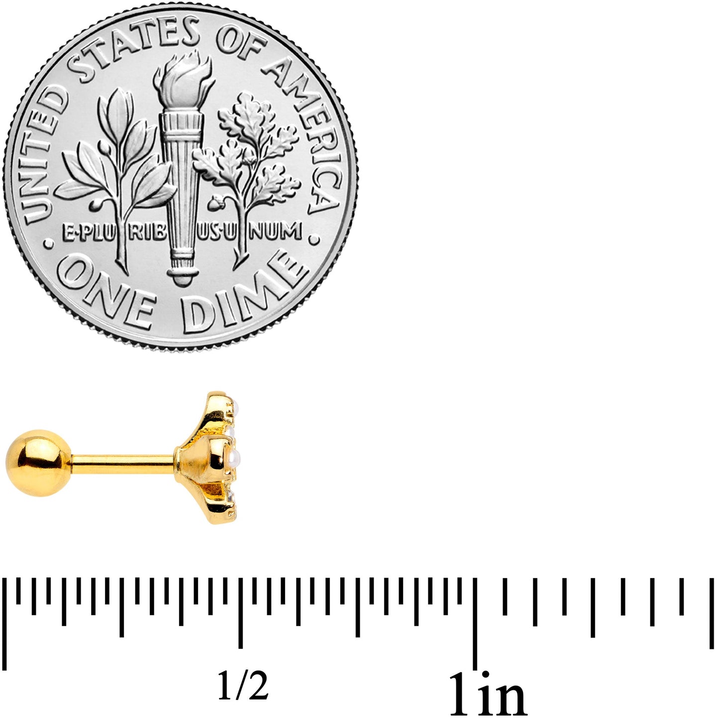 16G 1/4 Clear Gem Gold Tone Stylish Splat Cartilage Tragus Earring