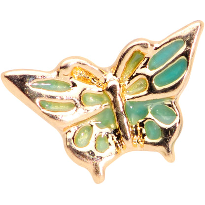 16G 1/4 Gold Tone Green Inlay Butterfly Cartilage Tragus Earring