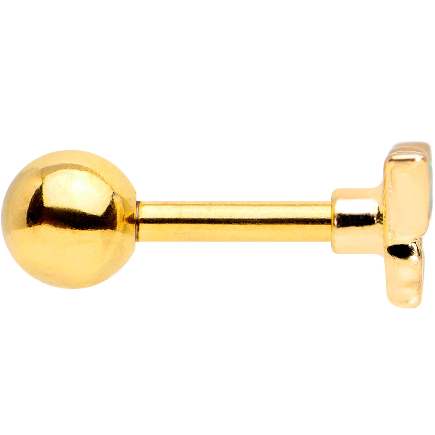 16G 1/4 Gold Tone Green Inlay Butterfly Cartilage Tragus Earring