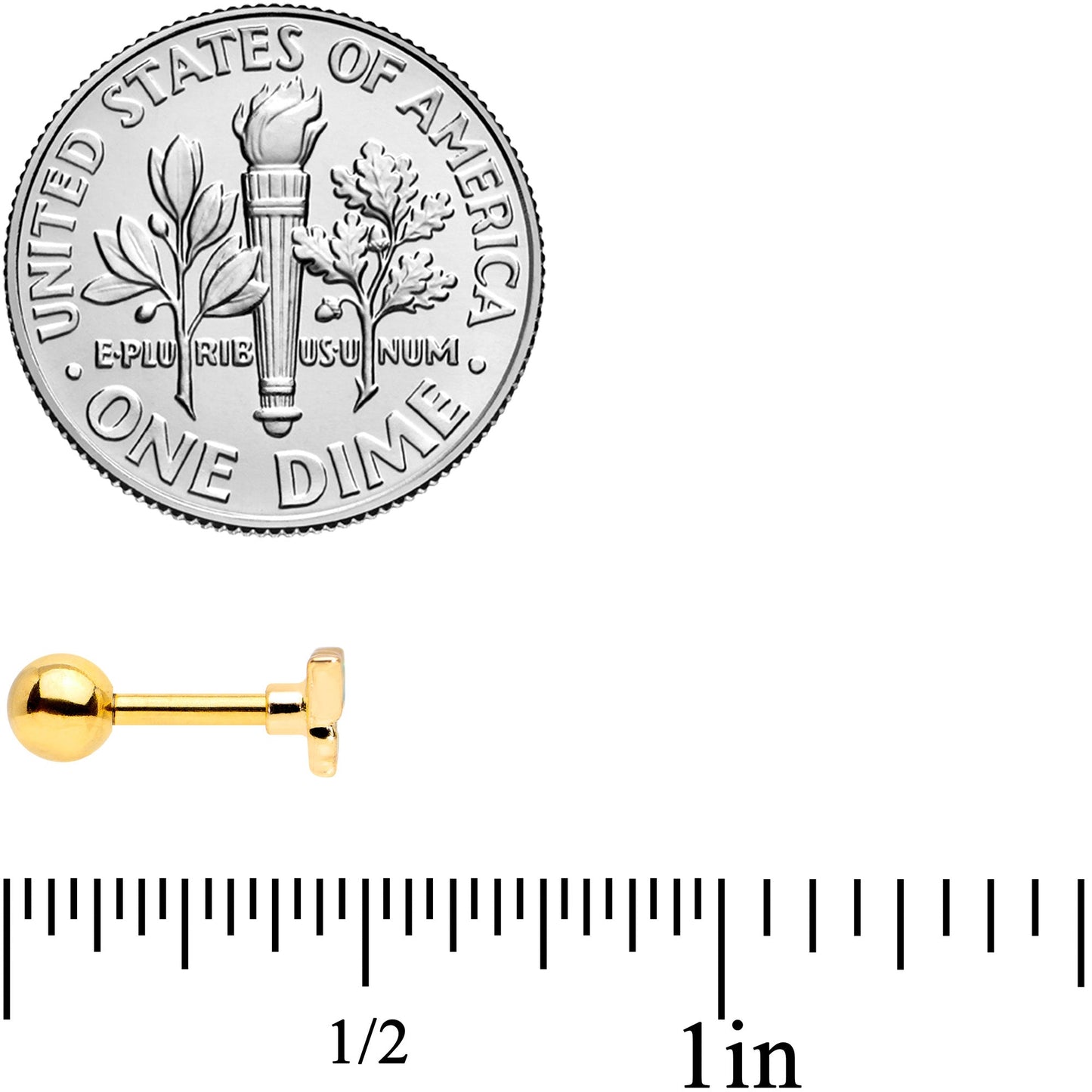 16G 1/4 Gold Tone Green Inlay Butterfly Cartilage Tragus Earring