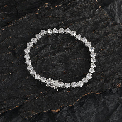 Women's Heart-shaped Couple Bracelet - Elegant Tennis Chain Design Perfect for Couples