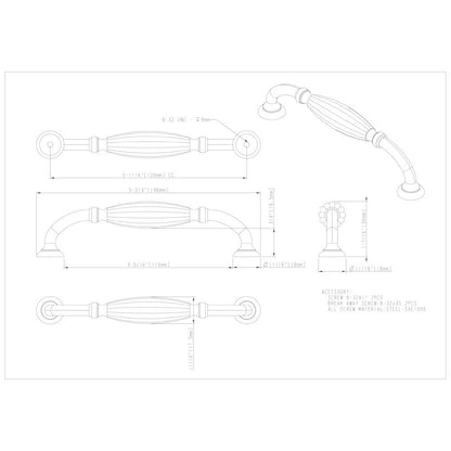 128 mm Center-to-Center Brushed Oil Rubbed Bronze Glenmore Cabinet Pull
