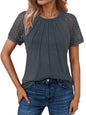 Women's Summer Lace Top Short Sleeve Business Casual Blouse