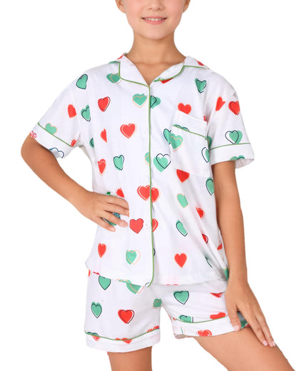 Roller Rabbit Pajamas Kids - Girls Summer 2 Piece Set - Button Down Top and Shorts