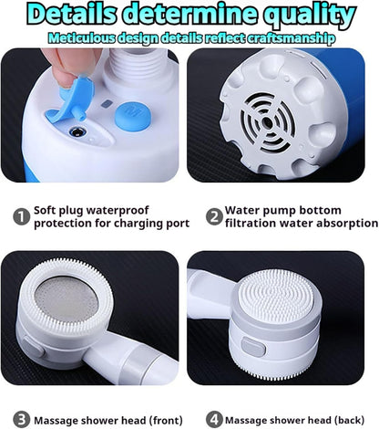 AquaBlast Pro™ – Rechargeable Outdoor Shower Pump for Camping, Pets & Cars