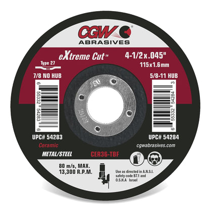 CGW Abrasives eXtreme Cut Ceramic Cutting Wheels