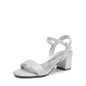 Women's Low Block Heel Sandals - Open Toe Ankle Strap Chunky Heels with Buckle