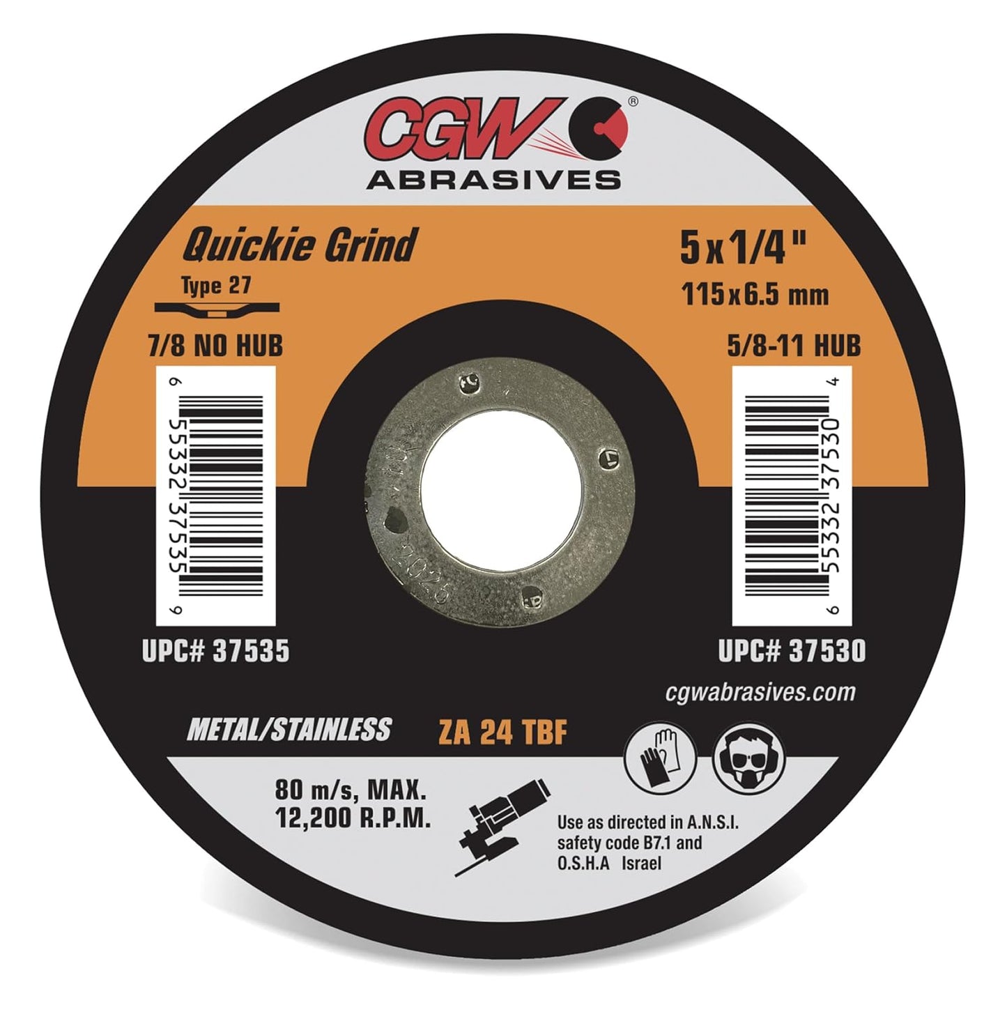 CGW Abrasives Quickie Grind Zirconia 1/4" Griding Wheels