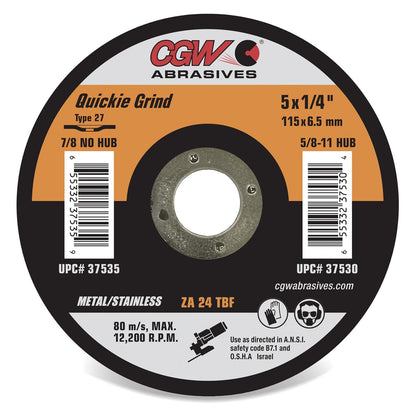 CGW Abrasives Quickie Grind Zirconia 1/4" Griding Wheels